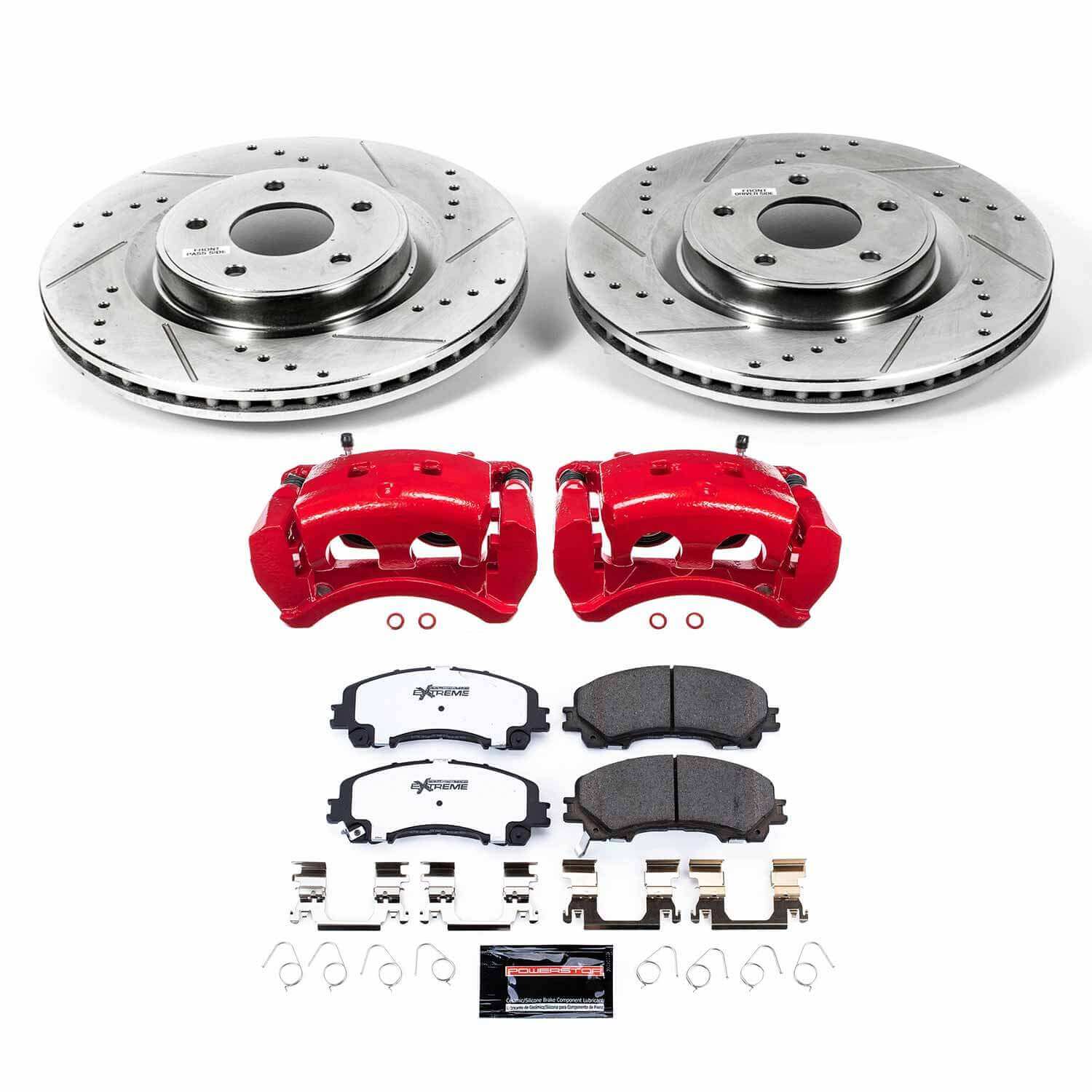 Power Stop KC6944-26 Front Z26 Extreme Street Warrior 1-Click Pad And Rotor Kit With Calipers for 2014-2016 Infiniti Q50 Base, Hybrid Premium, Premium product image