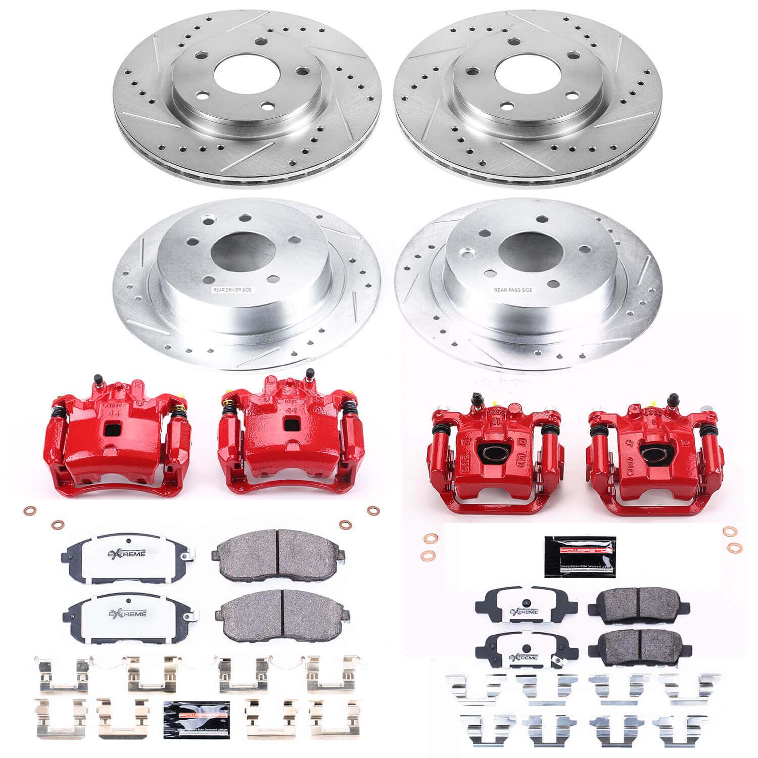 Power Stop KC6960A-26 Z26 Street Warrior 1-Click Front And Rear Brake Kit With Calipers for 2013-2016 Nissan Sentra Rear Disc product image