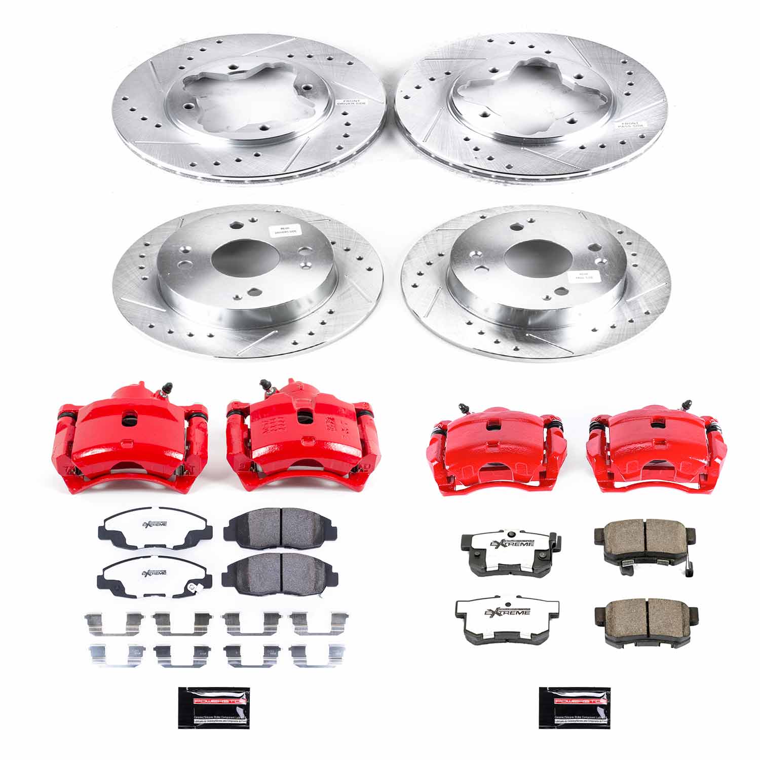 Power Stop KC698-26 Z26 Street Warrior 1-Click Front And Rear Brake Kit With Calipers for 1991-1992 Honda Accord Sedan (4 Door) Rear Disc product image