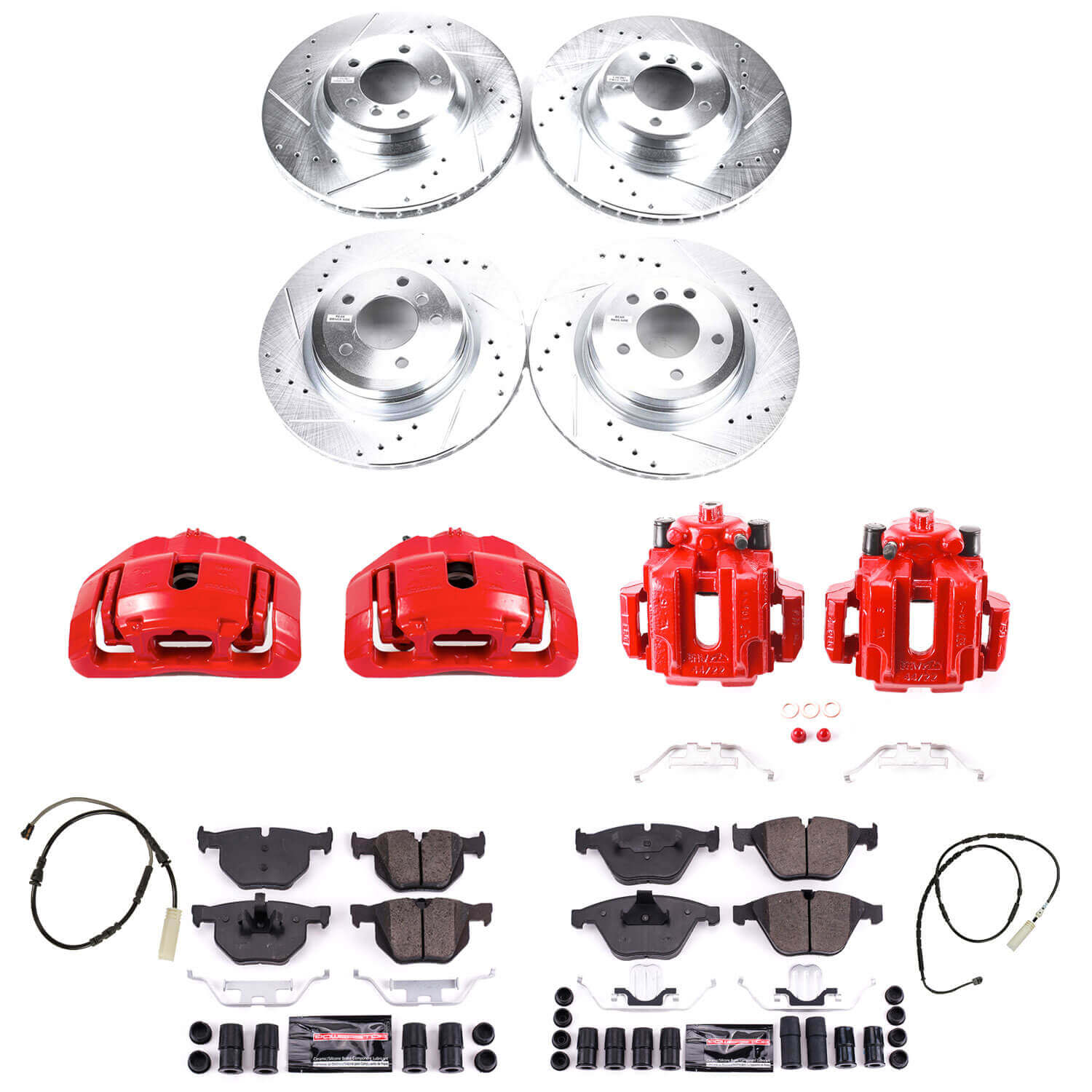 Power Stop KC7021 Z23 Evolution Sport Performance 1-Click Drilled And Slotted Front And Rear Brake Kit With Calipers for 2013-2015 BMW X1 XDRIVE35I product image
