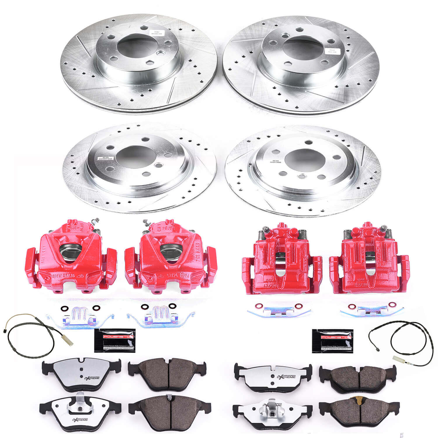 Power Stop KC7025 26 - Z26 Street Warrior 1-Click Front And Rear Brake Kit With Calipers for 2013-2015 BMW X1 XDRIVE28I product image
