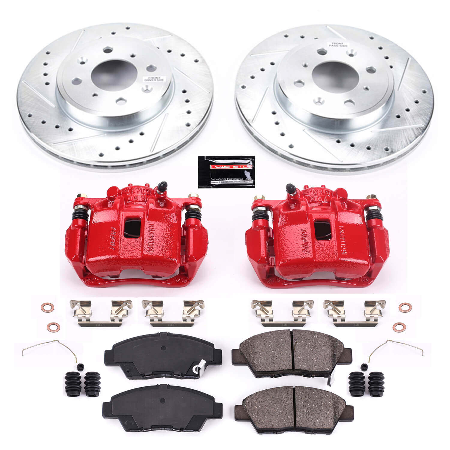 Power Stop KC7032A - Z23 Evolution Sport Performance 1-Click Drilled And Slotted Front Brake Kit With Calipers vehicle fitment brake part