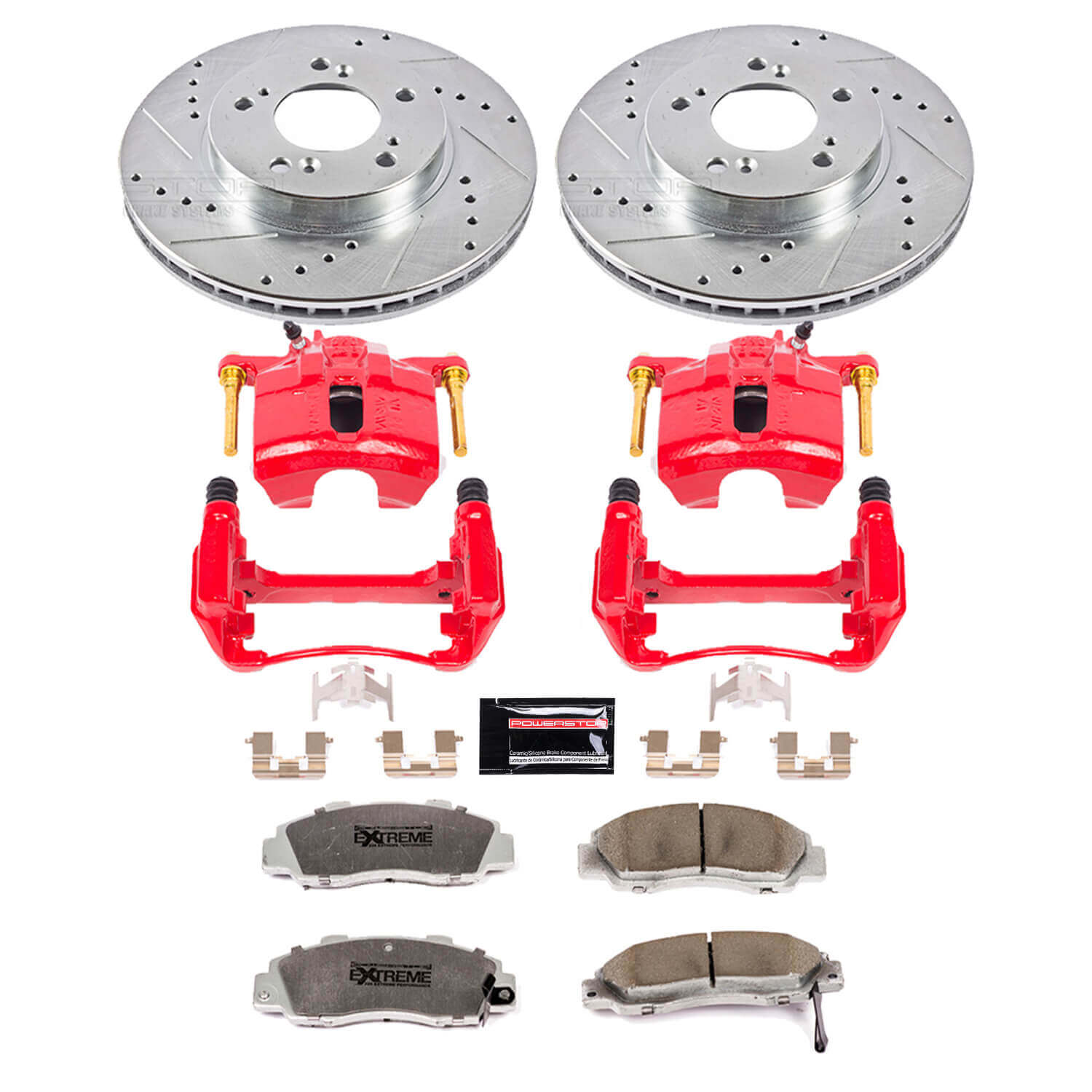 Power Stop KC704-26 Z26 Extreme Street Warrior 1-Click Brake Kit With Calipers (Front) for 1995-2001 Acura Integra Type product image