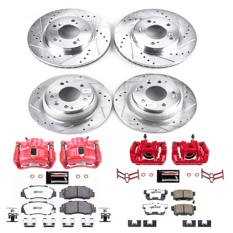 Power Stop KC705A-26 Front And Rear Z26 Extreme Street Warrior 1-Click Pad And Rotor Kit With Calipers for 1996-1998 Acura RL product image