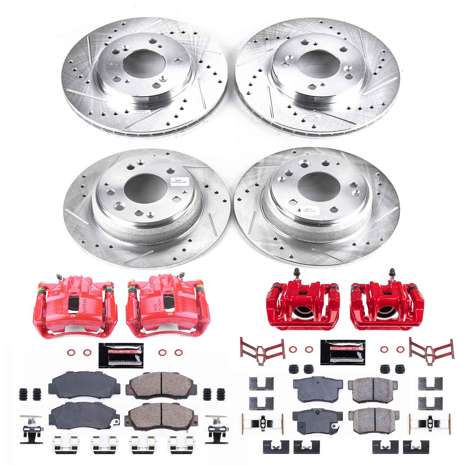 Power Stop KC705A Front And Rear Z23 Evolution Sport Performance 1-Click Pad And Rotor Kit With Calipers for 1996-1998 Acura RL product image