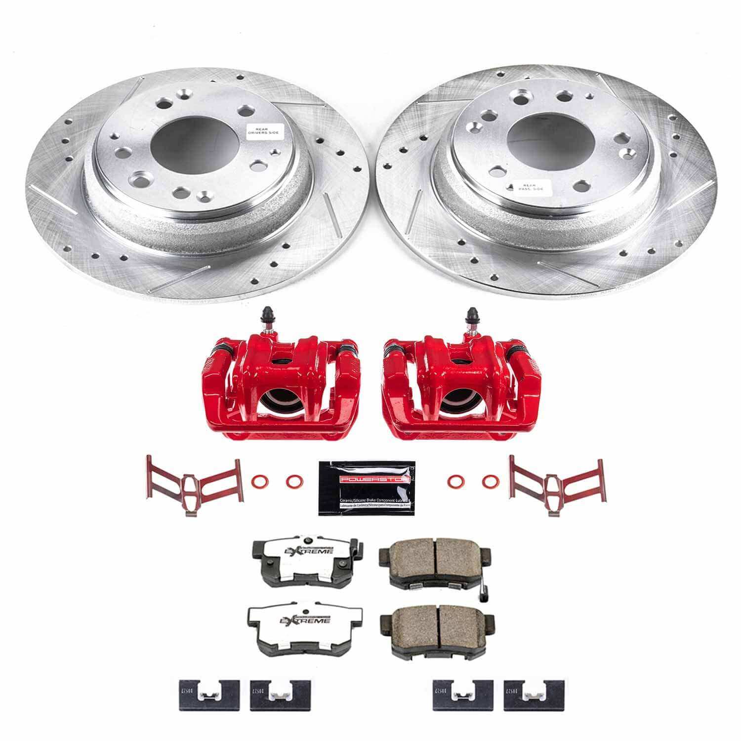 Power Stop KC709-26 Rear Z26 Extreme Street Warrior 1-Click Pad And Rotor Kit With Calipers for 1996-1998 Acura RL product image