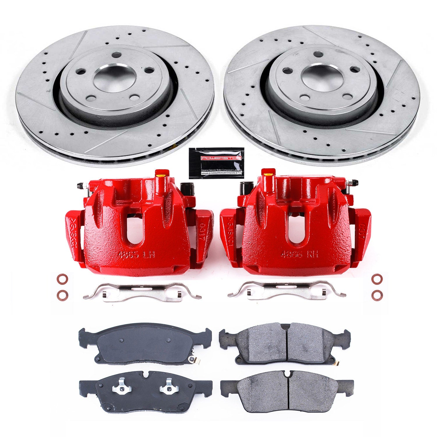 Power Stop KC7133 Z23 Evolution Sport Performance 1-Click Drilled And Slotted Front Brake Kit With Calipers for 2016-2019 Jeep Grand Cherokee 75TH Anniversary product image