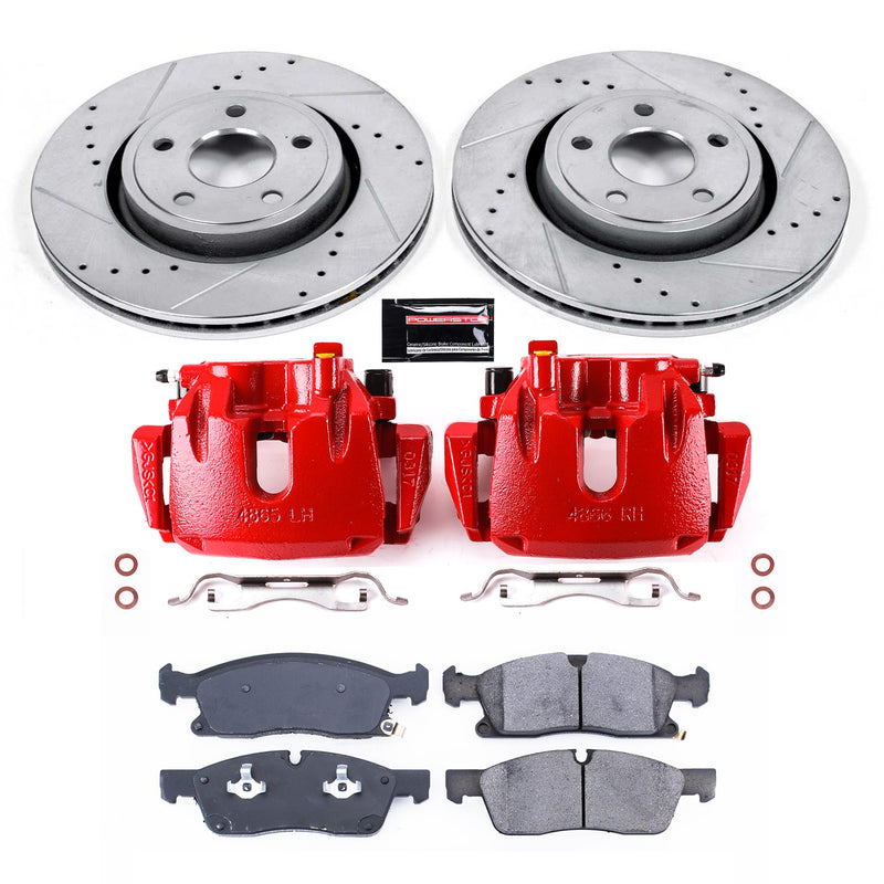 Power Stop KC7133 Z23 Evolution Sport Performance 1-Click Drilled And Slotted Front Brake Kit With Calipers for 2016-2019 Jeep Grand Cherokee 75TH Anniversary product image