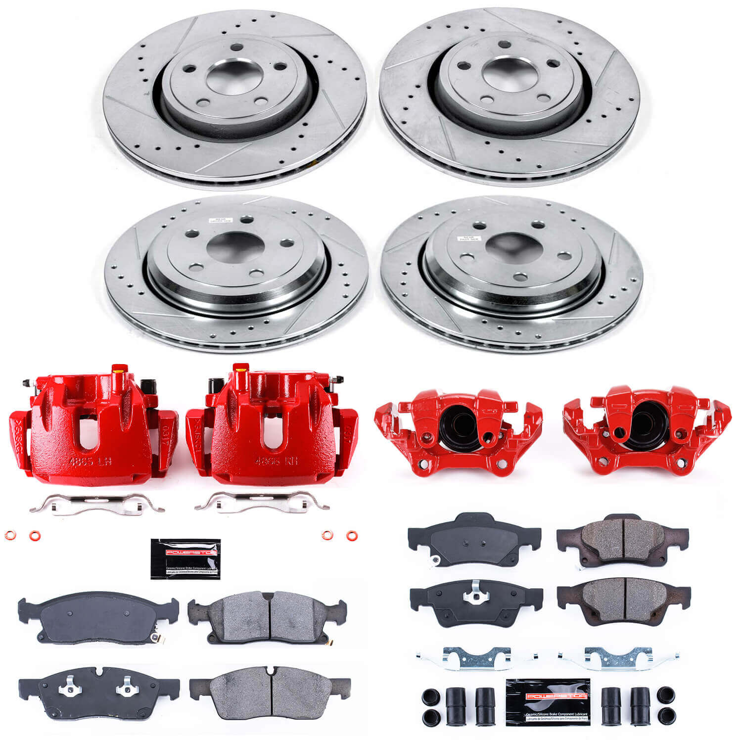 Power Stop KC7136 Z23 Evolution Sport Performance 1-Click Drilled And Slotted Front And Rear Brake Kit With Calipers for 2016-2019 Jeep Grand Cherokee 75TH Anniversary product image