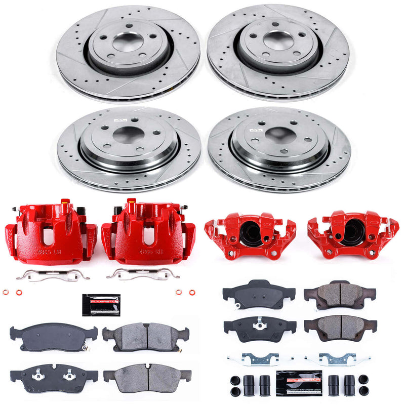 Power Stop KC7136 Z23 Evolution Sport Performance 1-Click Drilled And Slotted Front And Rear Brake Kit With Calipers for 2016-2019 Jeep Grand Cherokee 75TH Anniversary product image