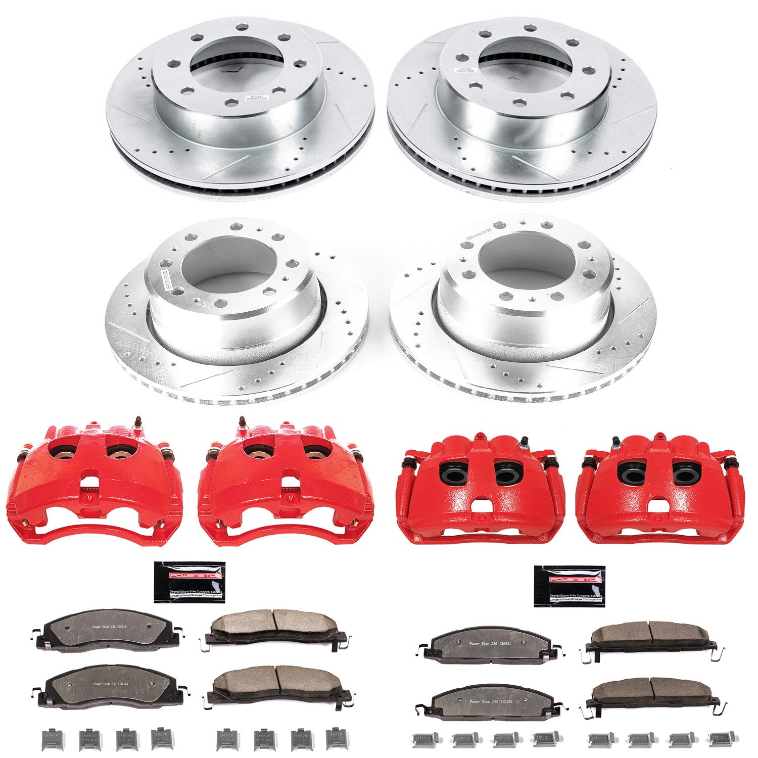 Power Stop KC7141-36 Z36 Extreme Performance Truck And Tow 1-Click Front And Rear Brake Kit With Calipers for 2013-2018 Dodge Ram 3500 product image