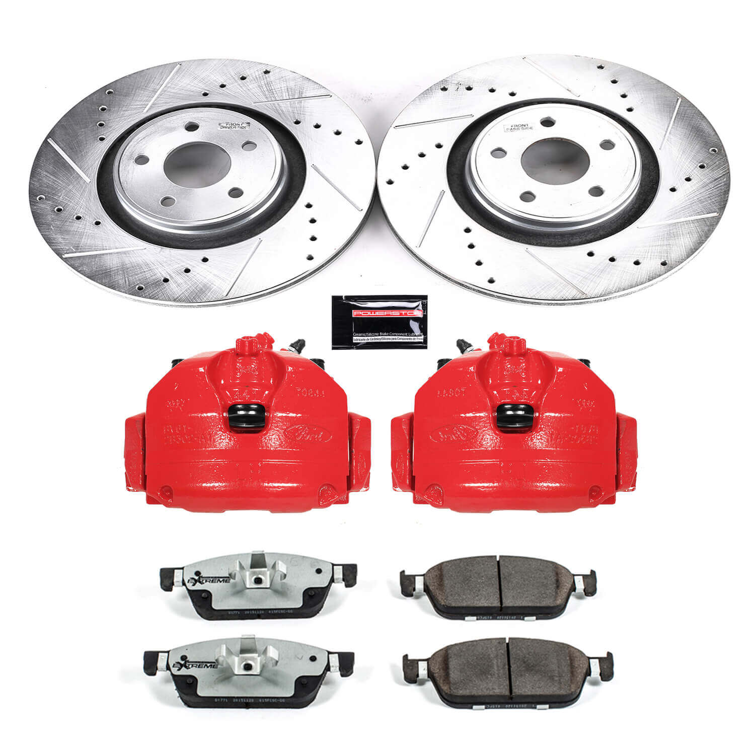 Power Stop KC7147-26 Z26 Street Warrior 1-Click Front Brake Kit With Calipers for 2014-2018 Ford Focus St product image