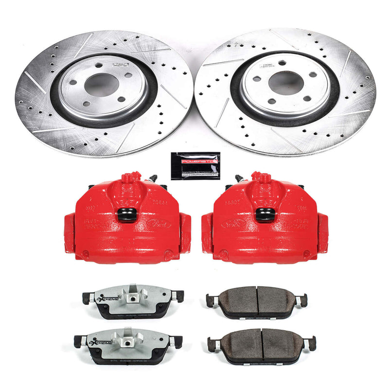 Power Stop KC7147-26 Z26 Street Warrior 1-Click Front Brake Kit With Calipers for 2014-2018 Ford Focus St product image