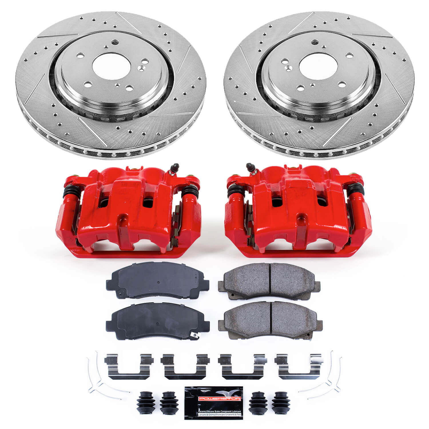 Power Stop KC7214 - Z23 Evolution Sport Performance 1-Click Drilled And Slotted Front Brake Kit With Calipers vehicle fitment brake part