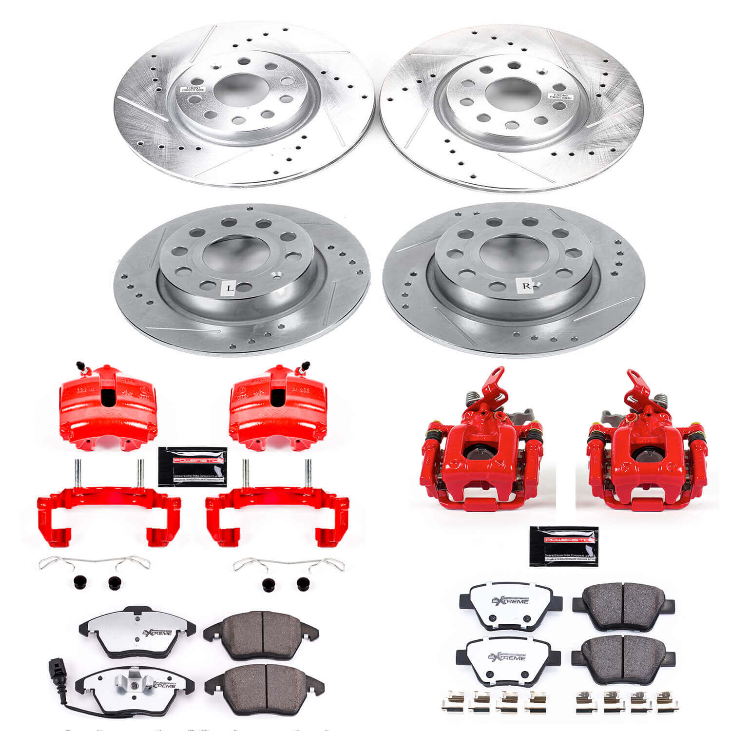 Power Stop KC7280-26 Z26 Street Warrior 1-Click Front And Rear Brake Kit With Calipers for 2013-2018 Volkswagen Beetle product image