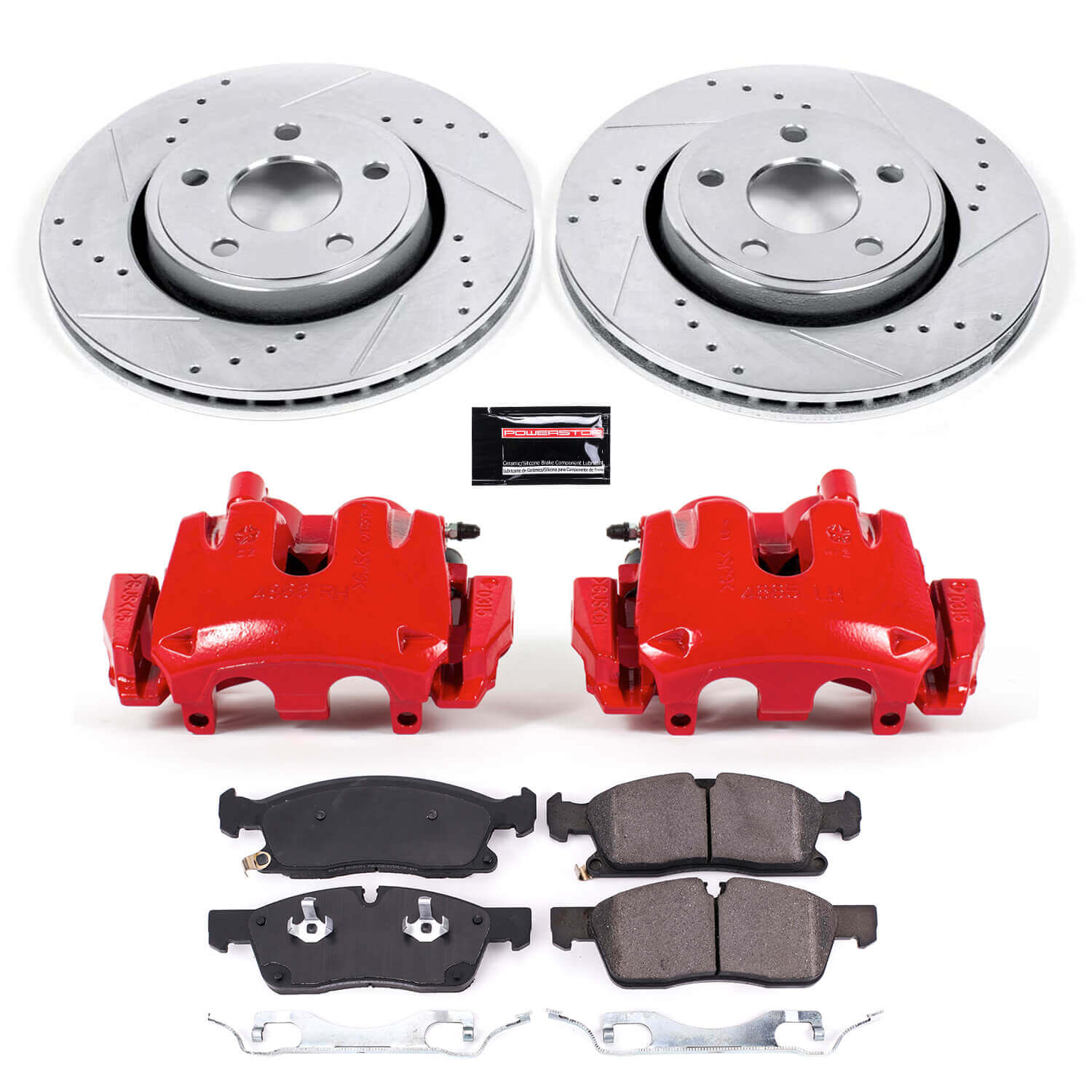 Power Stop KC7412 Z23 Evolution Sport Performance 1-Click Drilled And Slotted Front Brake Kit With Calipers for 2017-2019 Jeep Grand Cherokee Laredo product image