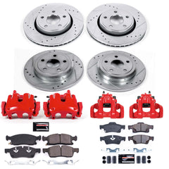 Power Stop KC7413 Z23 Evolution Sport Performance 1-Click Drilled And Slotted Front And Rear Brake Kit With Calipers for 2017-2019 Jeep Grand Cherokee Laredo product image