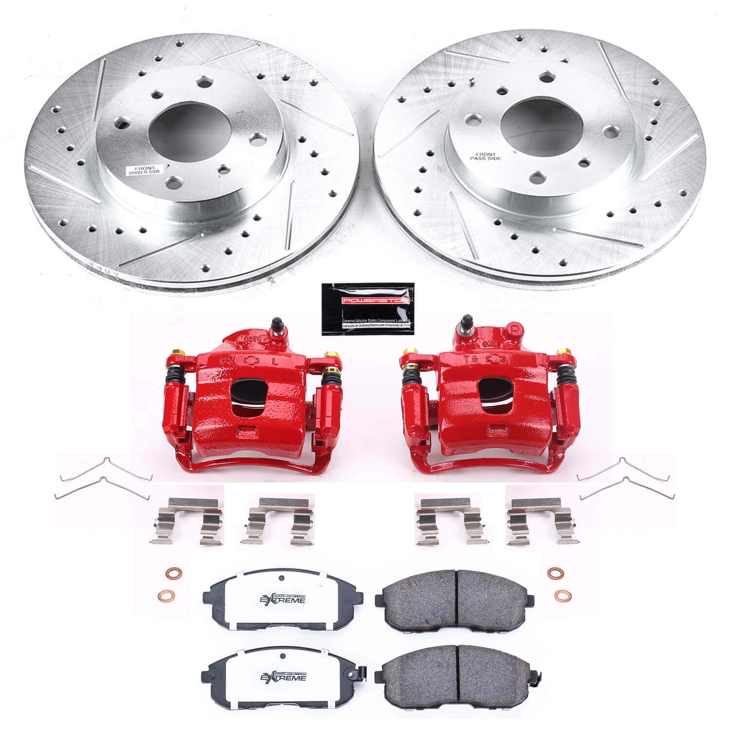 Power Stop KC749-26 Z26 Street Warrior 1-Click Front Brake Kit With Calipers for 1993-2006 Nissan Altima product image