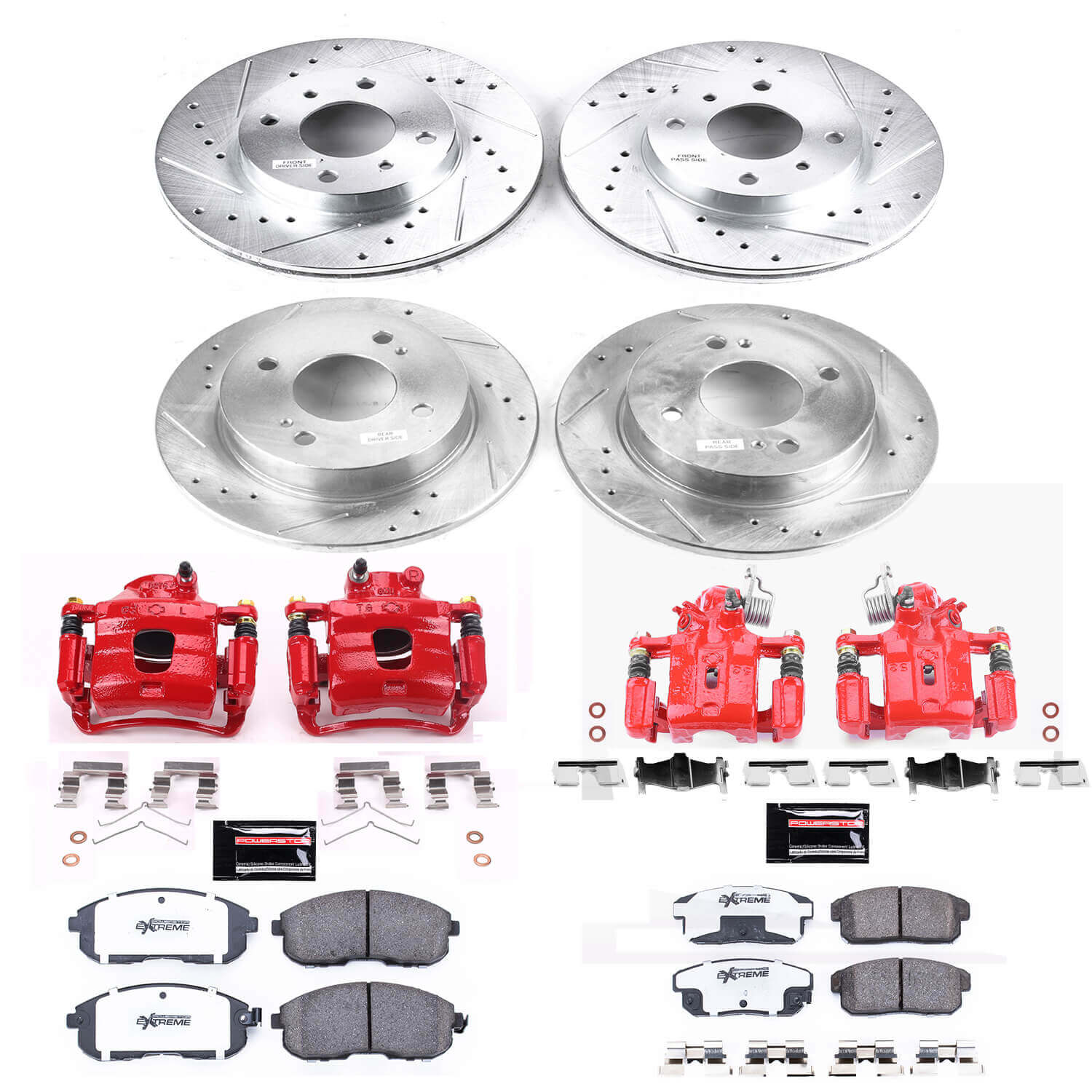 Power Stop KC751-26 Z26 Street Warrior 1-Click Front And Rear Brake Kit With Calipers for 2001 Nissan Sentra Rear Disc product image