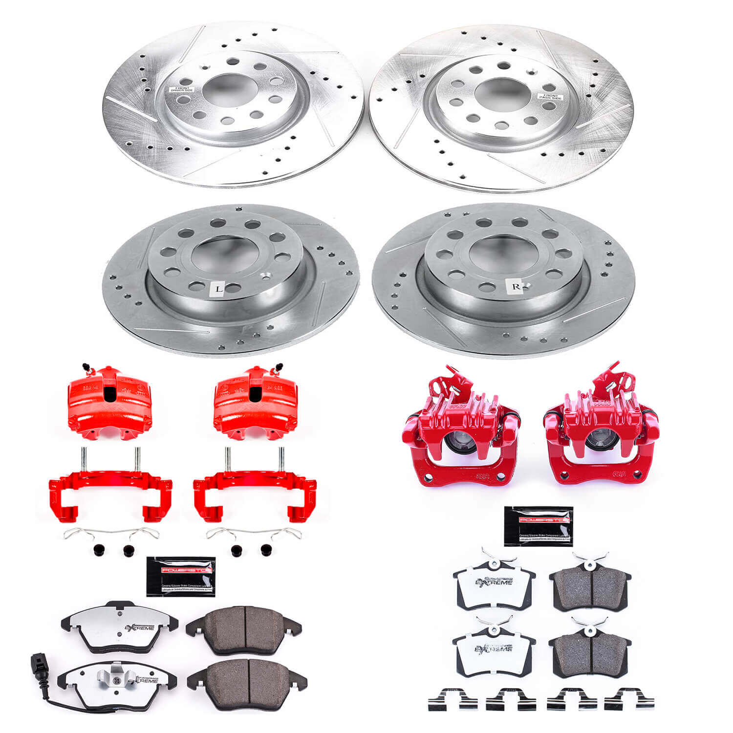 Power Stop KC7530-26 Z26 Street Warrior 1-Click Front And Rear Brake Kit With Calipers for 2013 Volkswagen Jetta GLI product image