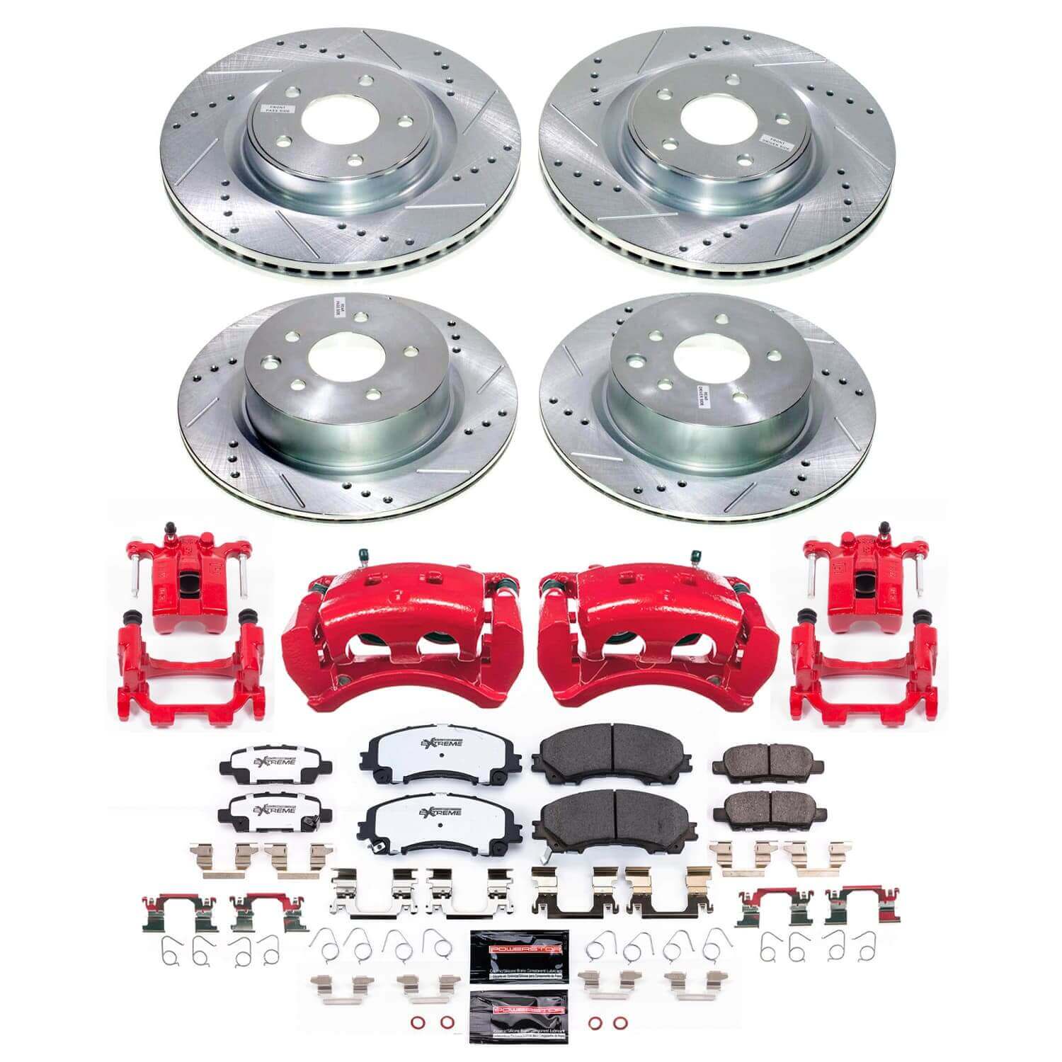 Power Stop KC7584A-26 - Front And Rear Z26 Street Warrior Pad And Rotor Kit With Calipers vehicle fitment brake part