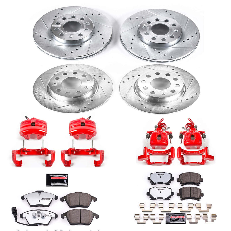 Power Stop KC7837-26 Z26 Street Warrior 1-Click Front And Rear Brake Kit With Calipers for 2010 Volkswagen Golf Base product image