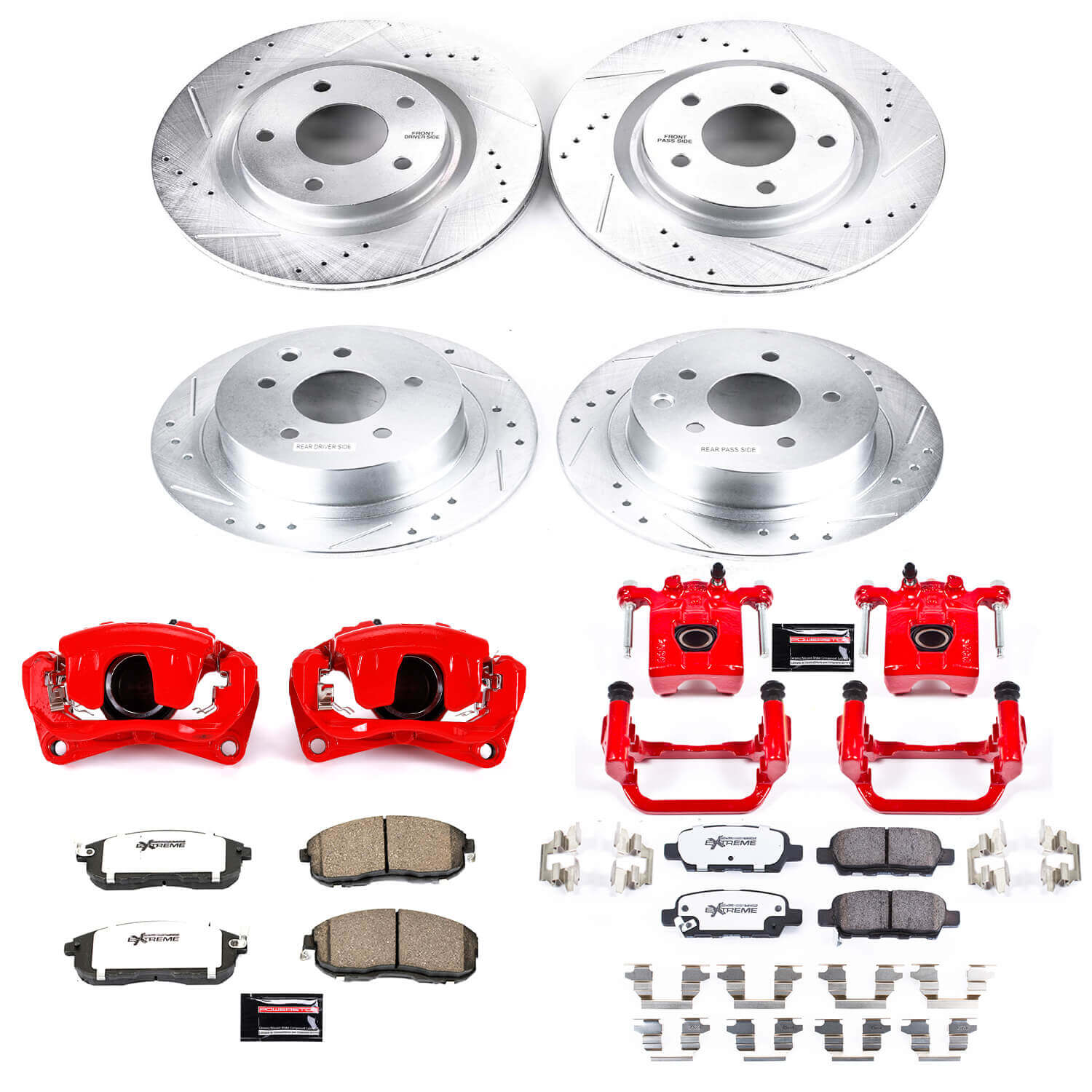 Power Stop KC7865-26 Z26 Street Warrior 1-Click Front And Rear Brake Kit With Calipers for 2007-2010 Nissan Altima product image
