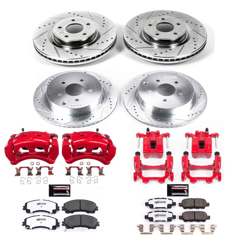 Power Stop KC8006-26 Front And Rear Z26 Extreme Street Warrior 1-Click Pad And Rotor Kit With Calipers for 2014-2016 Infiniti Q50 Base, Hybrid Premium, Premium product image