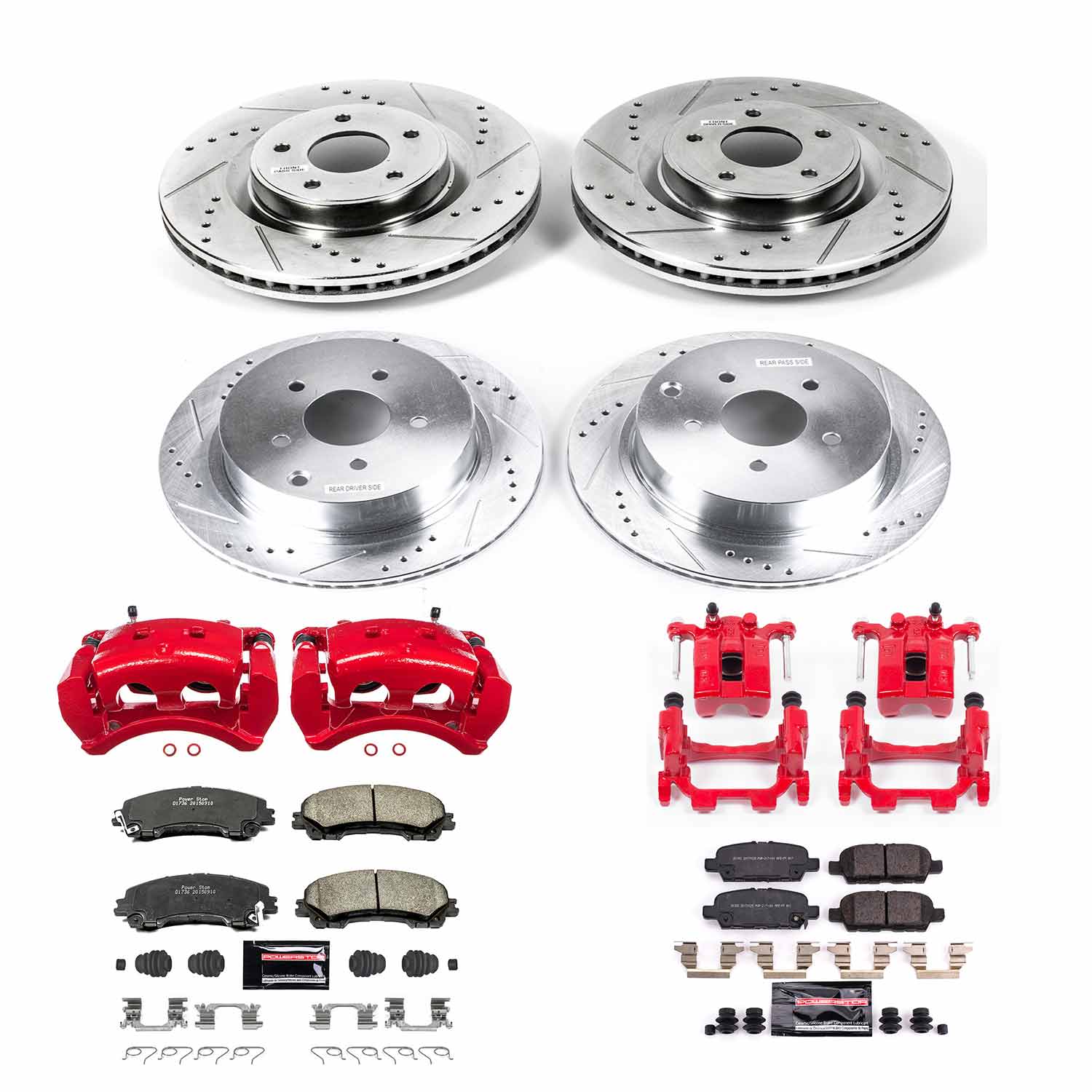 Power Stop KC8006 Front And Rear Z23 Evolution Sport Performance 1-Click Pad And Rotor Kit With Calipers for 2014-2016 Infiniti Q50 Base, Hybrid Premium, Premium product image