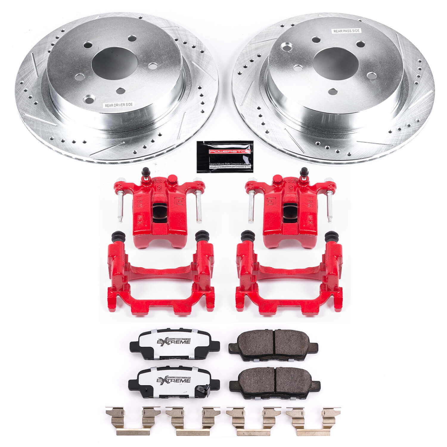 Power Stop KC8021-26 Z26 Street Warrior 1-Click Rear Brake Kit With Calipers for 2014-2016 Infiniti Q50 Base, Hybrid Premium, Premium product image