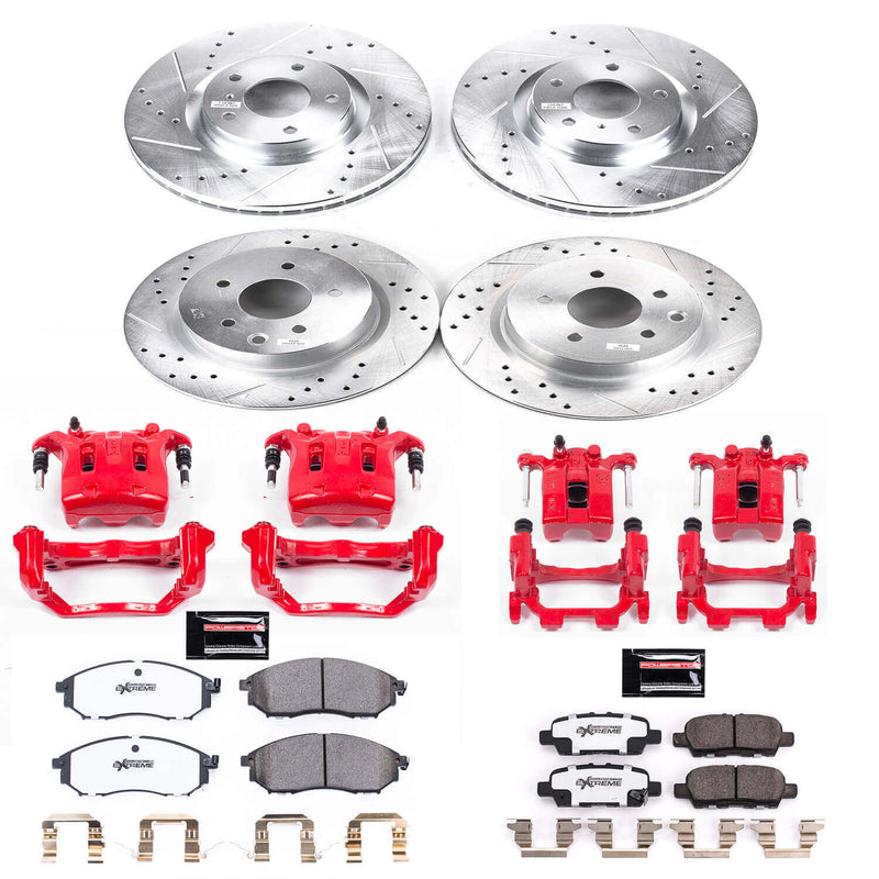 Power Stop KC8060-26 Z26 Street Warrior 1-Click Front And Rear Brake Kit With Calipers for 2015 Infiniti Q40 product image