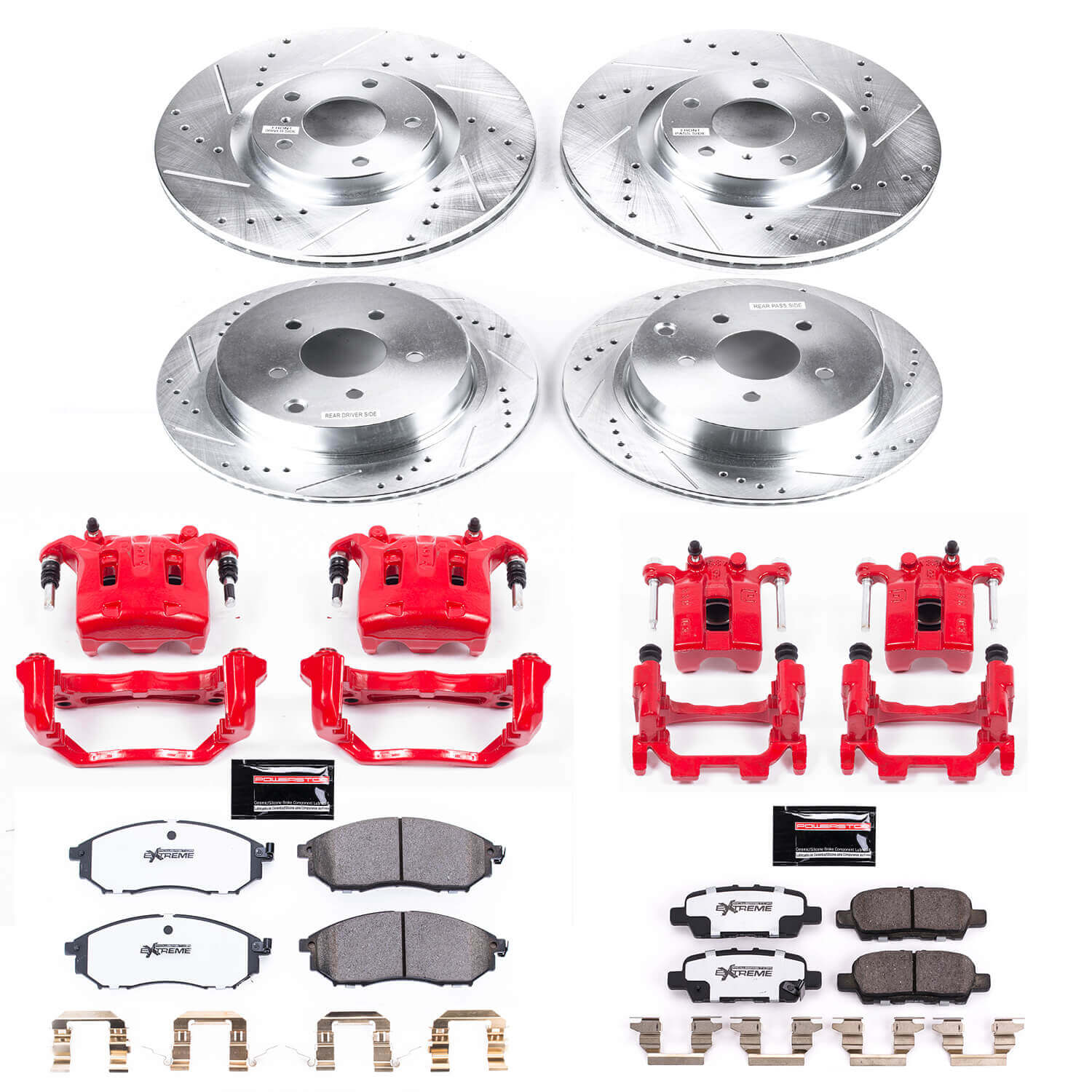 Power Stop KC8061-26 Z26 Street Warrior 1-Click Front And Rear Brake Kit With Calipers for 2014-2019 Infiniti Q70 product image