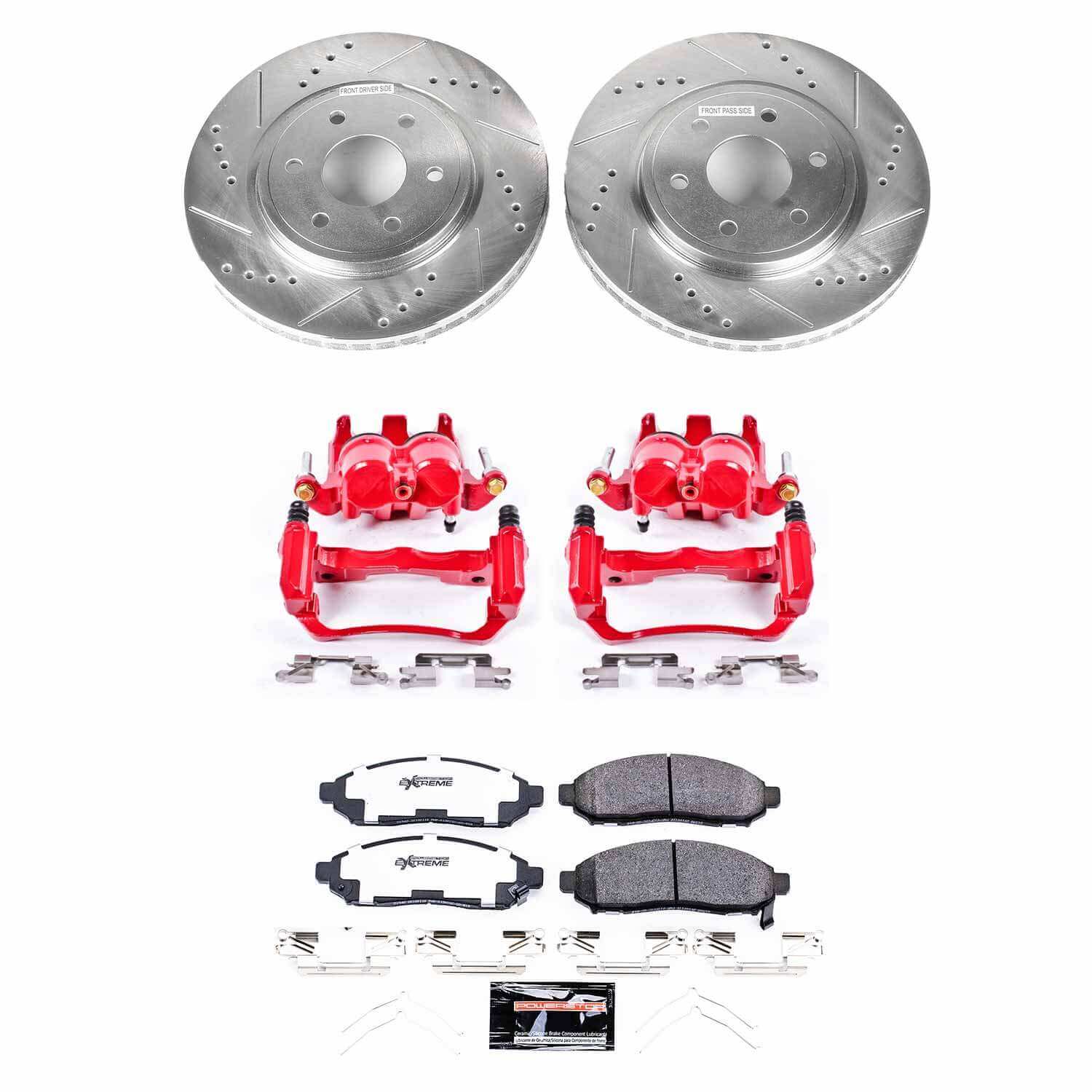Power Stop KC8325-36 Front Z36 Extreme Performance Truck And Tow 1-Click Pad And Rotor Kit With Calipers for 2016-2019 Nissan Frontier 4 Wheel Drive, Rear Wheel Drive product image