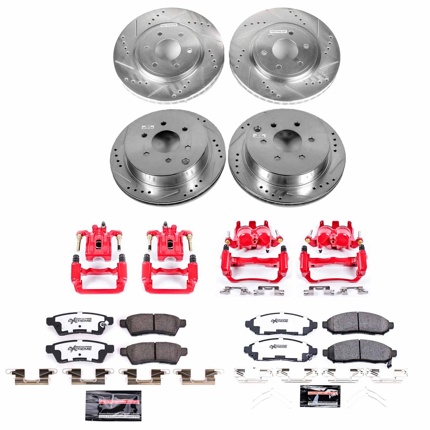 Power Stop KC8358-36 Front And Rear Z36 Extreme Performance Truck And Tow 1-Click Pad And Rotor Kit With Calipers for 2016-2019 Nissan Frontier 4 Wheel Drive, Rear Wheel Drive product image