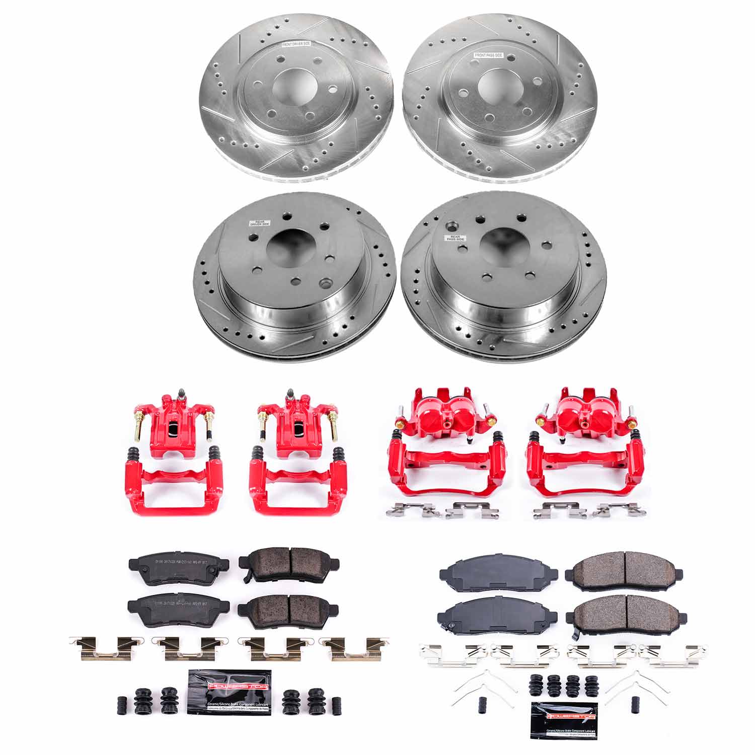 Power Stop KC8358 Front And Rear Z23 Evolution Sport Performance Pad And Rotor Kit With Calipers for 2016-2019 Nissan Frontier 4 Wheel Drive, Rear Wheel Drive product image
