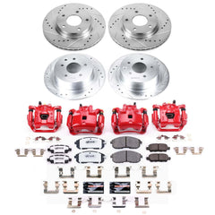 Power Stop KC8359-26 - Front And Rear Z26 Extreme Street Warrior 1-Click Pad And Rotor Kit With Calipers vehicle fitment brake part