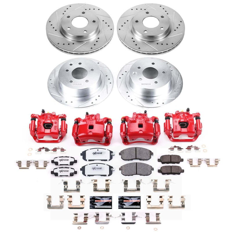 Power Stop KC8359-26 - Front And Rear Z26 Extreme Street Warrior 1-Click Pad And Rotor Kit With Calipers vehicle fitment brake part