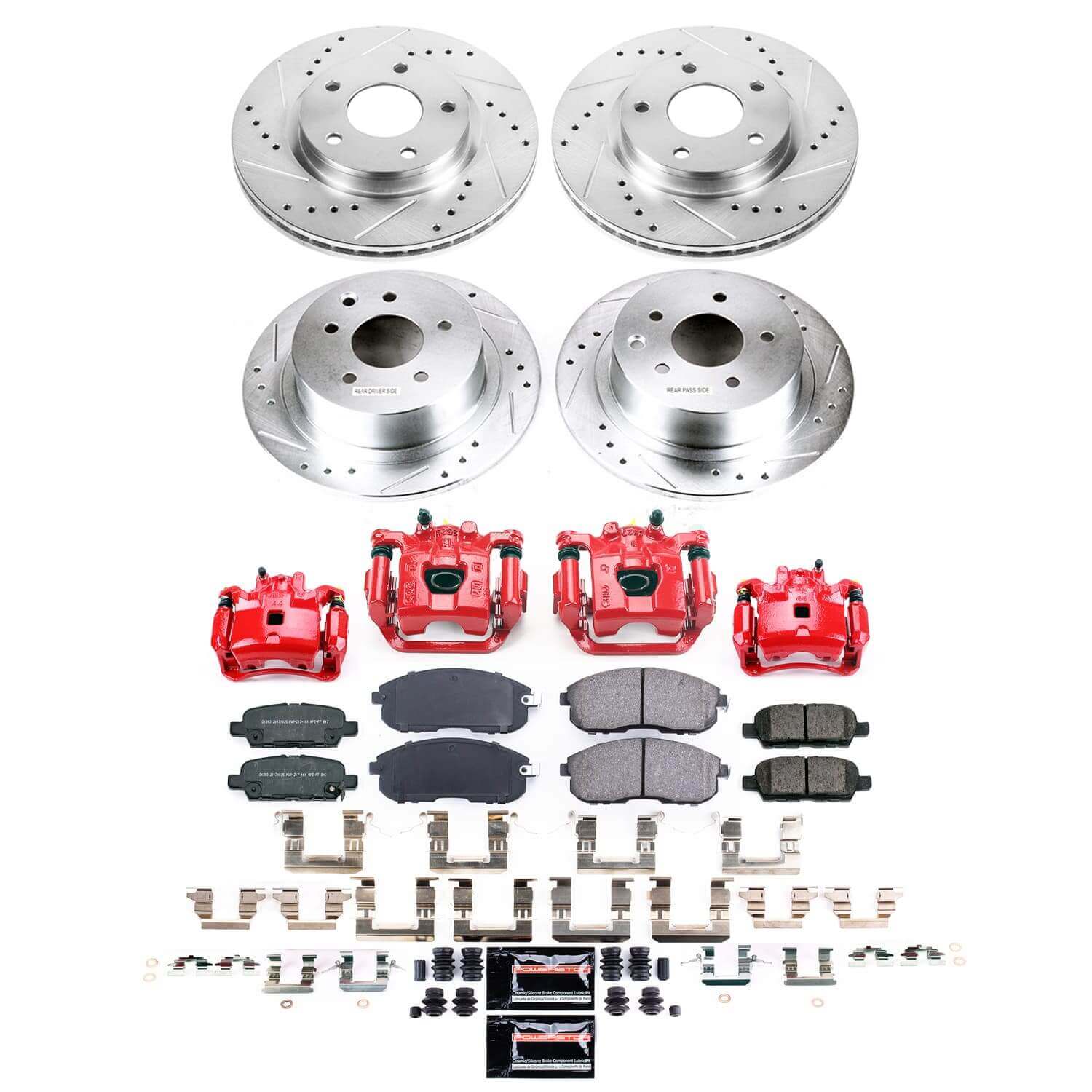 Power Stop KC8359 - Front And Rear Z23 Evolution Sport Pad And Rotor Kit With Calipers vehicle fitment brake part