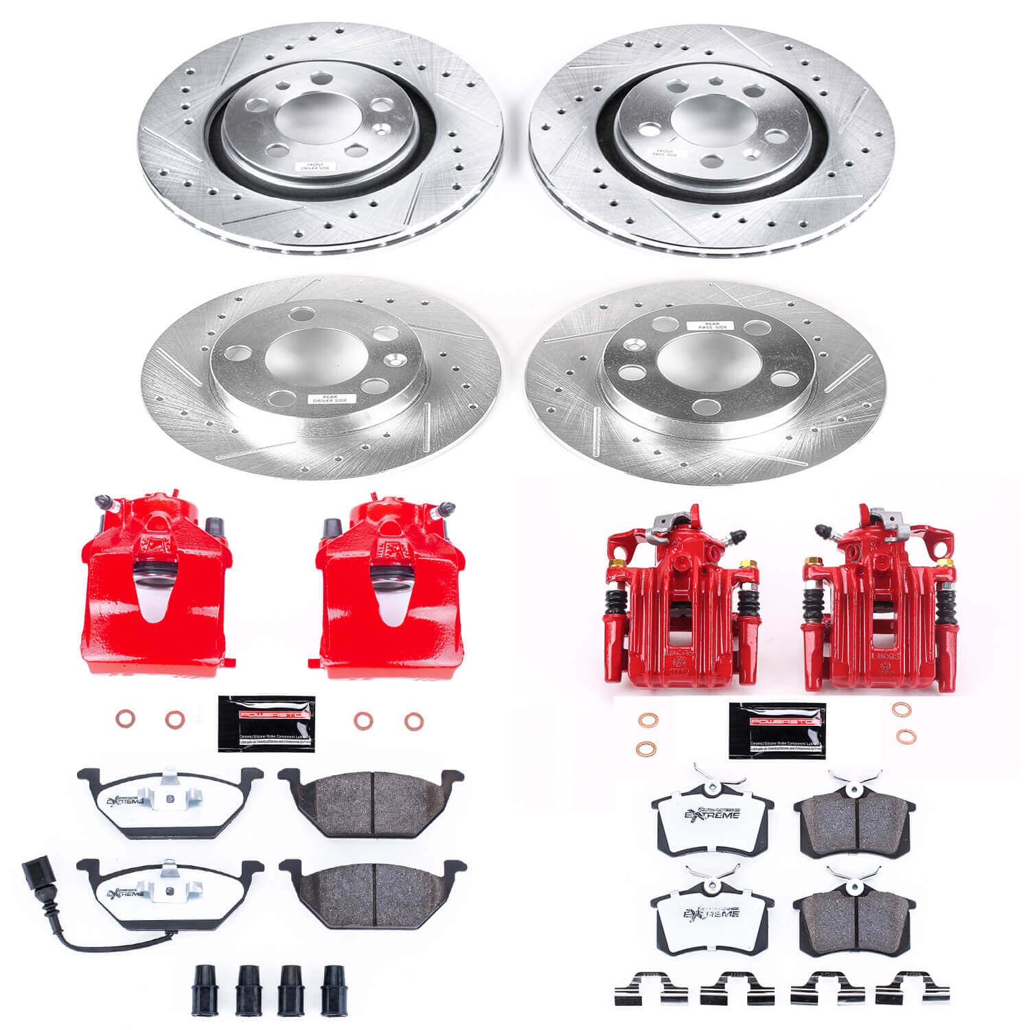 Power Stop KC840-26 Z26 Street Warrior 1-Click Pad And Rotor Kit With Calipers for 1999 Volkswagen Beetle product image