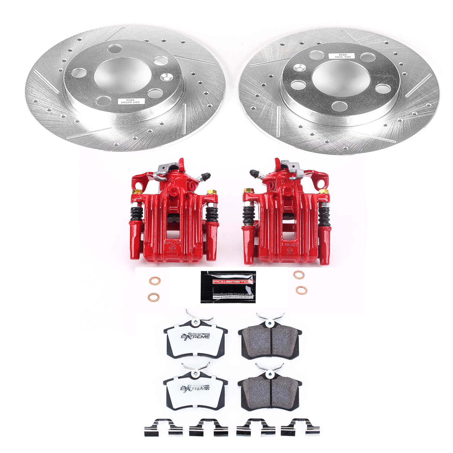 Power Stop KC847A-26 Z26 Street Warrior 1-Click Rear Brake Kit With Calipers for 1998-2000 Volkswagen Beetle product image