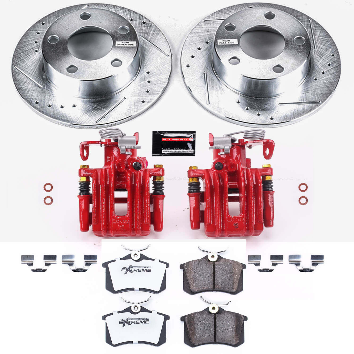 Power Stop KC849-26 Z26 Street Warrior 1-Click Rear Brake Kit With Calipers for 1998-2001 Audi A6 product image