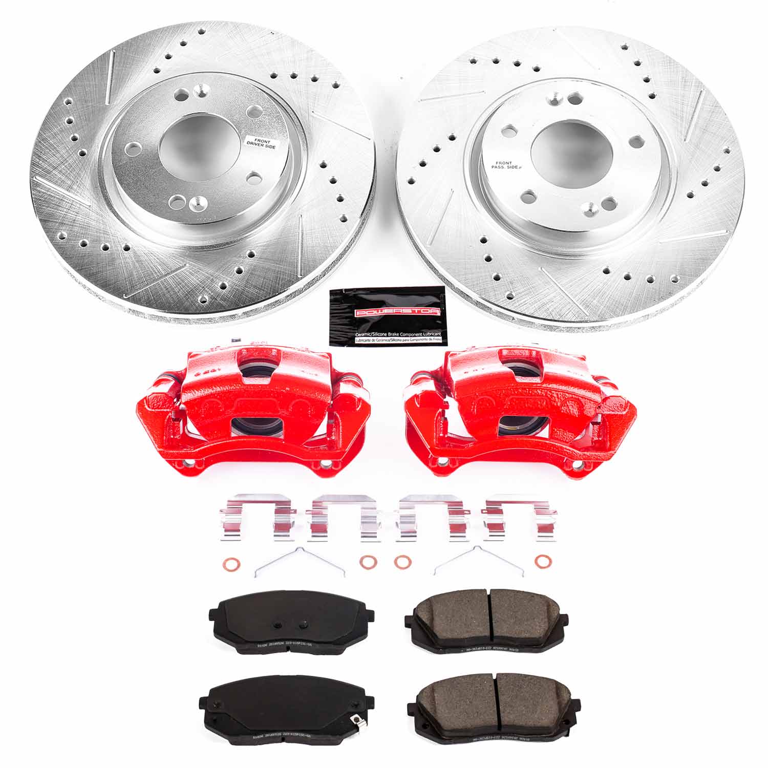 Power Stop KC8621 Front Z23 Evolution Sport Performance 1-Click Pad And Rotor Kit With Calipers for 2017 Kia Optima Hybrid EX, Hybrid Premium, Plug-In Hybrid EX product image