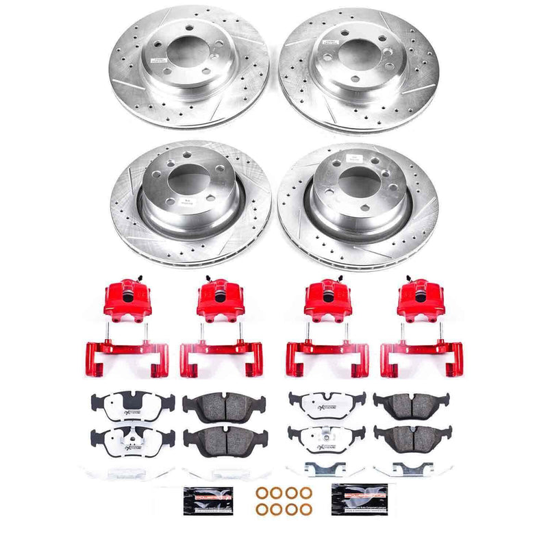 Power Stop KC873-26 Z26 Extreme Street Warrior 1-Click Brake Kit With Calipers (Front And Rear) for 2003-2008 BMW Z4 3.0I product image