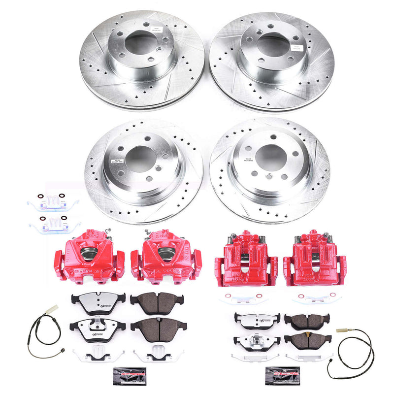 Power Stop KC8842A 26 - Front And Rear Z26 Extreme Street Warrior 1-Click Pad And Rotor Kit With Calipers for 2011 BMW 328I Convertible, Station Wagon product image