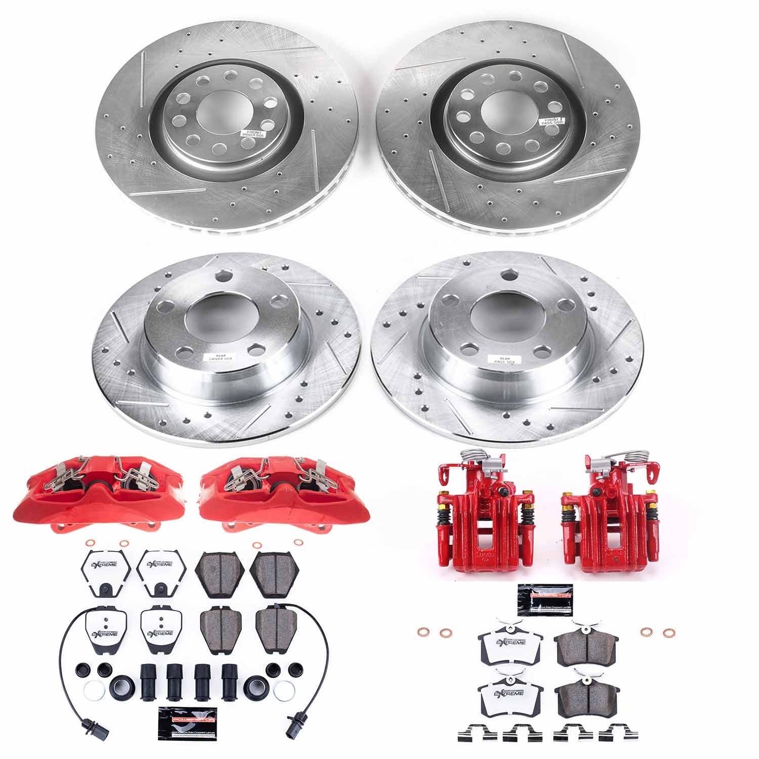 Power Stop KC890-26 Front And Rear Z26 Extreme Street Warrior 1-Click Pad And Rotor Kit With Calipers for 2000 Audi A6 Quattro Sedan (4 Door) product image