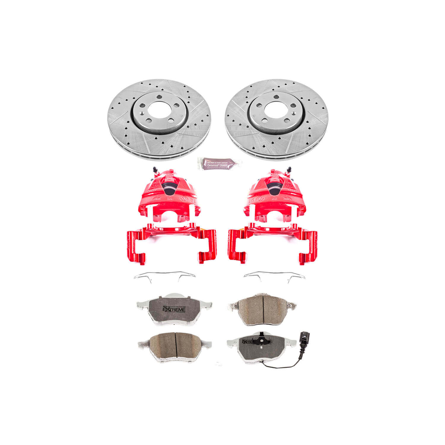 Power Stop KC898-26 Z26 Extreme Street Warrior 1-Click Brake Kit With Calipers (Front) for 1999-2010 Volkswagen Beetle product image