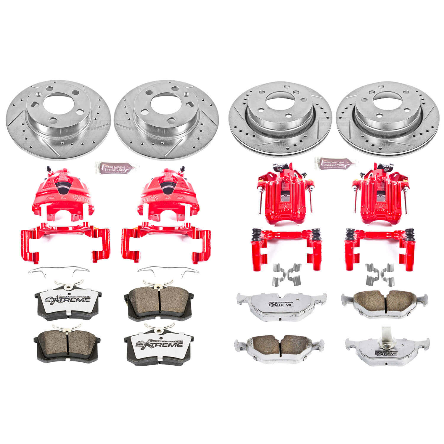 Power Stop KC899-26 Z26 Extreme Street Warrior 1-Click Brake Kit With Calipers (Front And Rear) for 2001-2005 Volkswagen Jetta product image