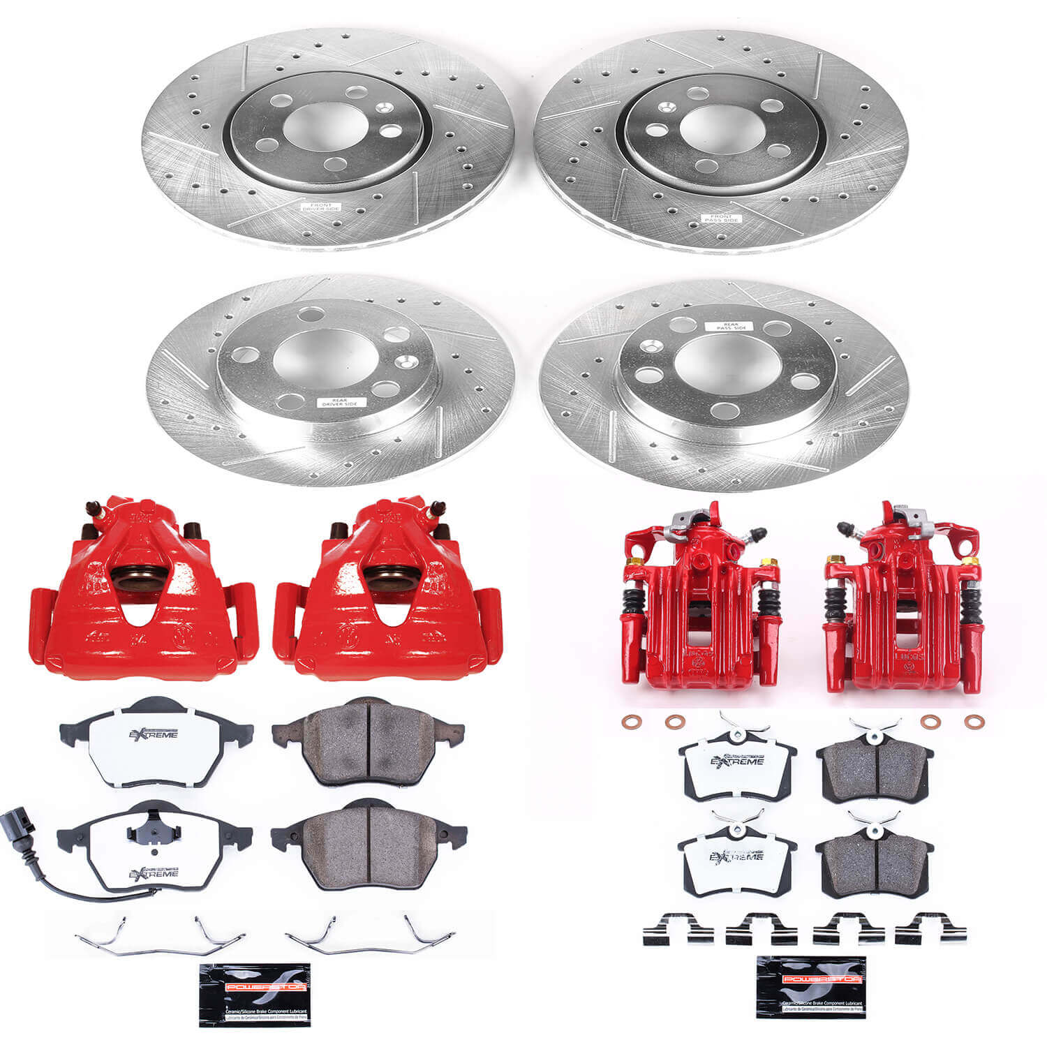 Power Stop KC899A-26 Z26 Street Warrior 1-Click Front And Rear Brake Kit With Calipers for 1999-2000 Volkswagen Beetle product image