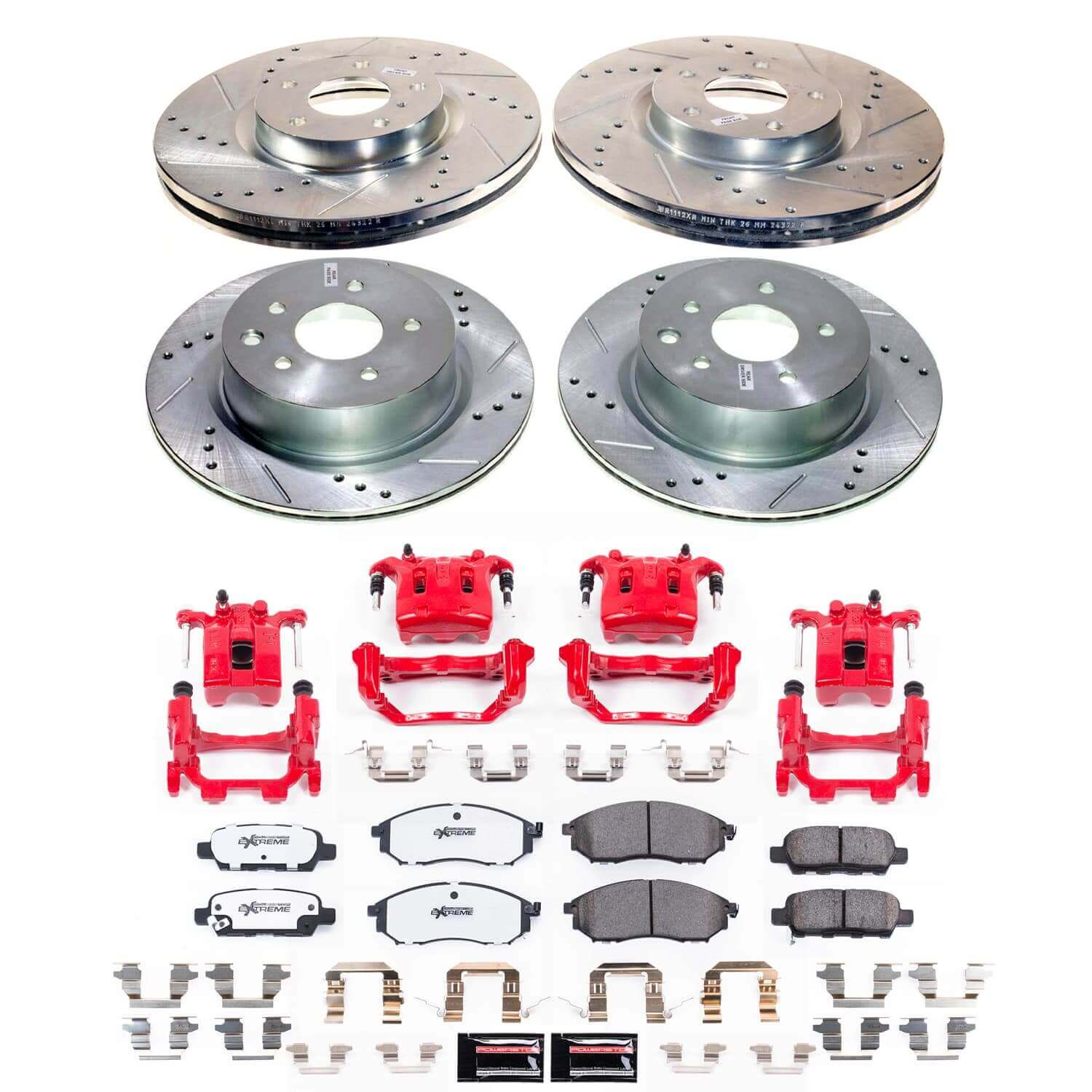 Power Stop KC9065-26 - Front And Rear Z26 Street Warrior Pad And Rotor Kit With Calipers vehicle fitment brake part