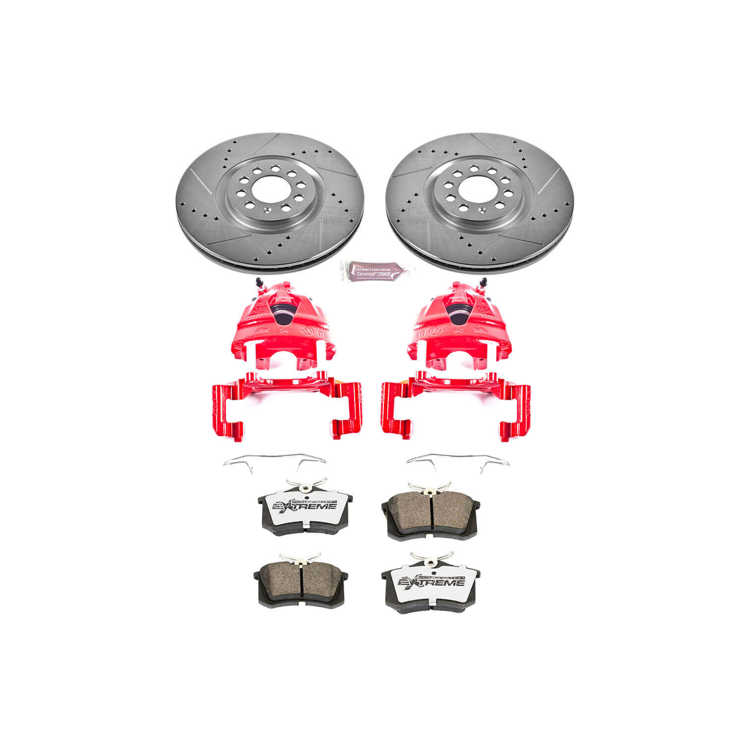 Power Stop KC914-26 Z26 Extreme Street Warrior 1-Click Brake Kit With Calipers (Front) for 2002-2004 Volkswagen Golf product image
